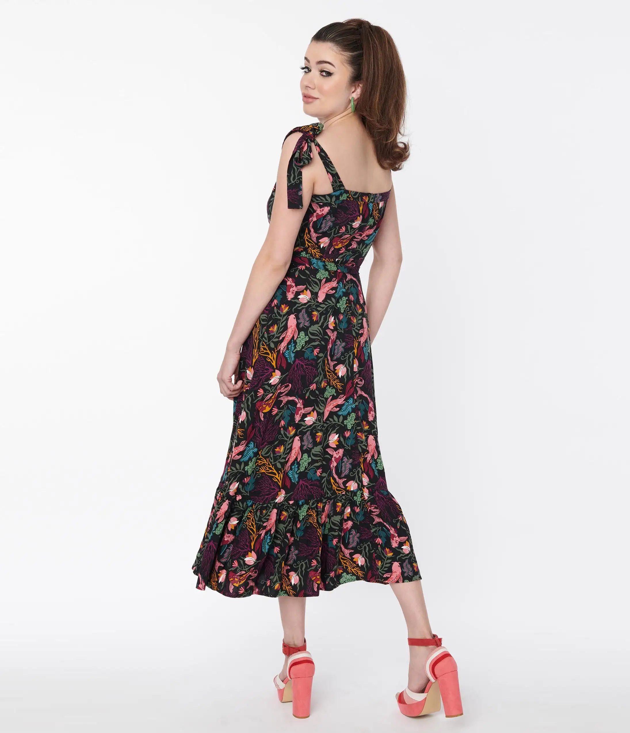 Collectif Black Tropical Reef Katrina Swing Dress - Image 5