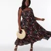 Collectif Plus Size Black Tropical Reef Katrina Swing Dress