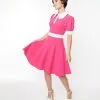 Smak Parlour Hot Pink & White Flare Dress