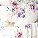 Unique Vintage Ivory Floral Off The Shoulder Ruffle Swing Dress - Image 6