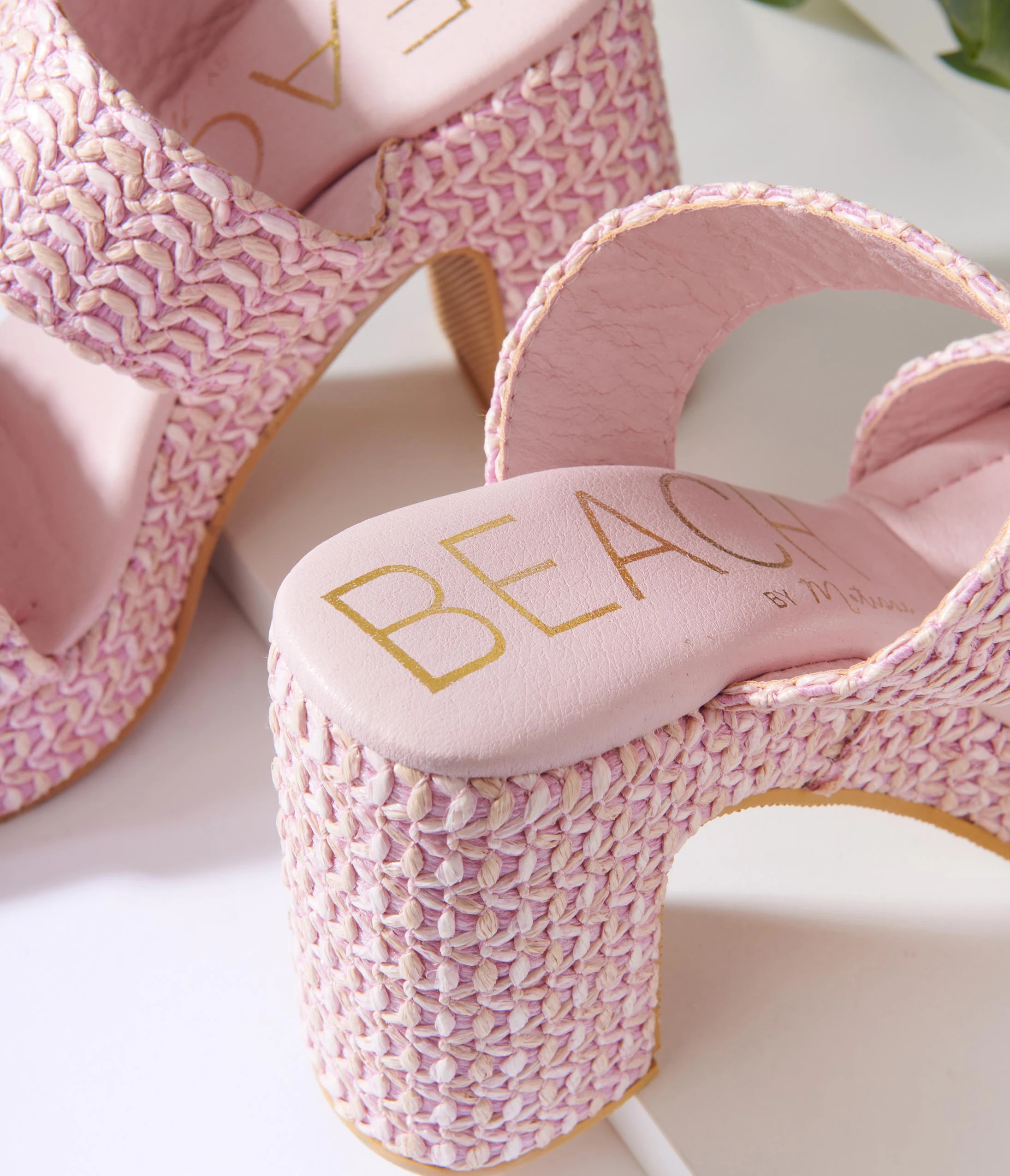 Matisse Pink Raffia Platform Sandals - Image 3