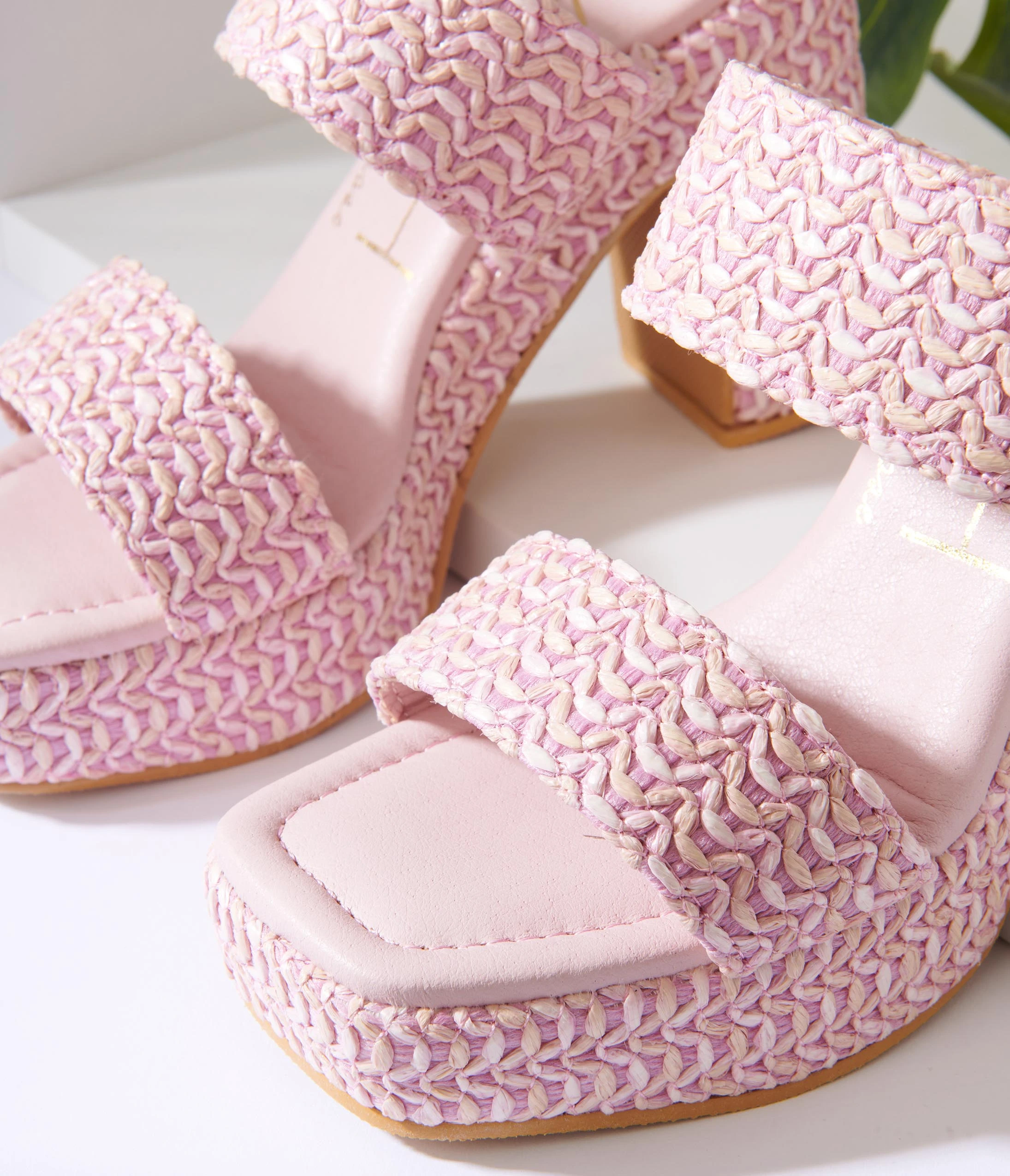 Matisse Pink Raffia Platform Sandals - Image 5