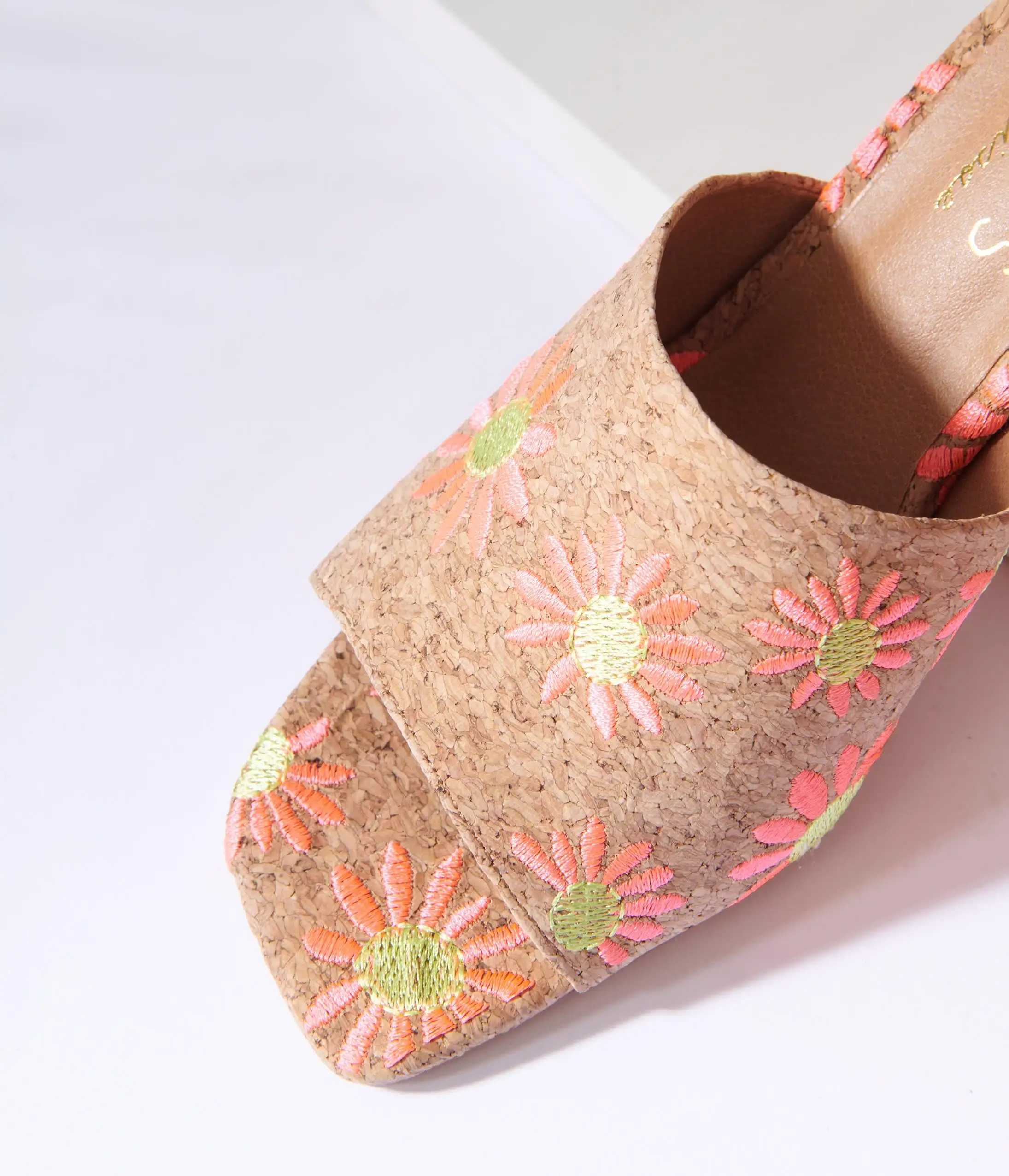 Matisse Pink Daisy Cork Mule Heels - Image 2