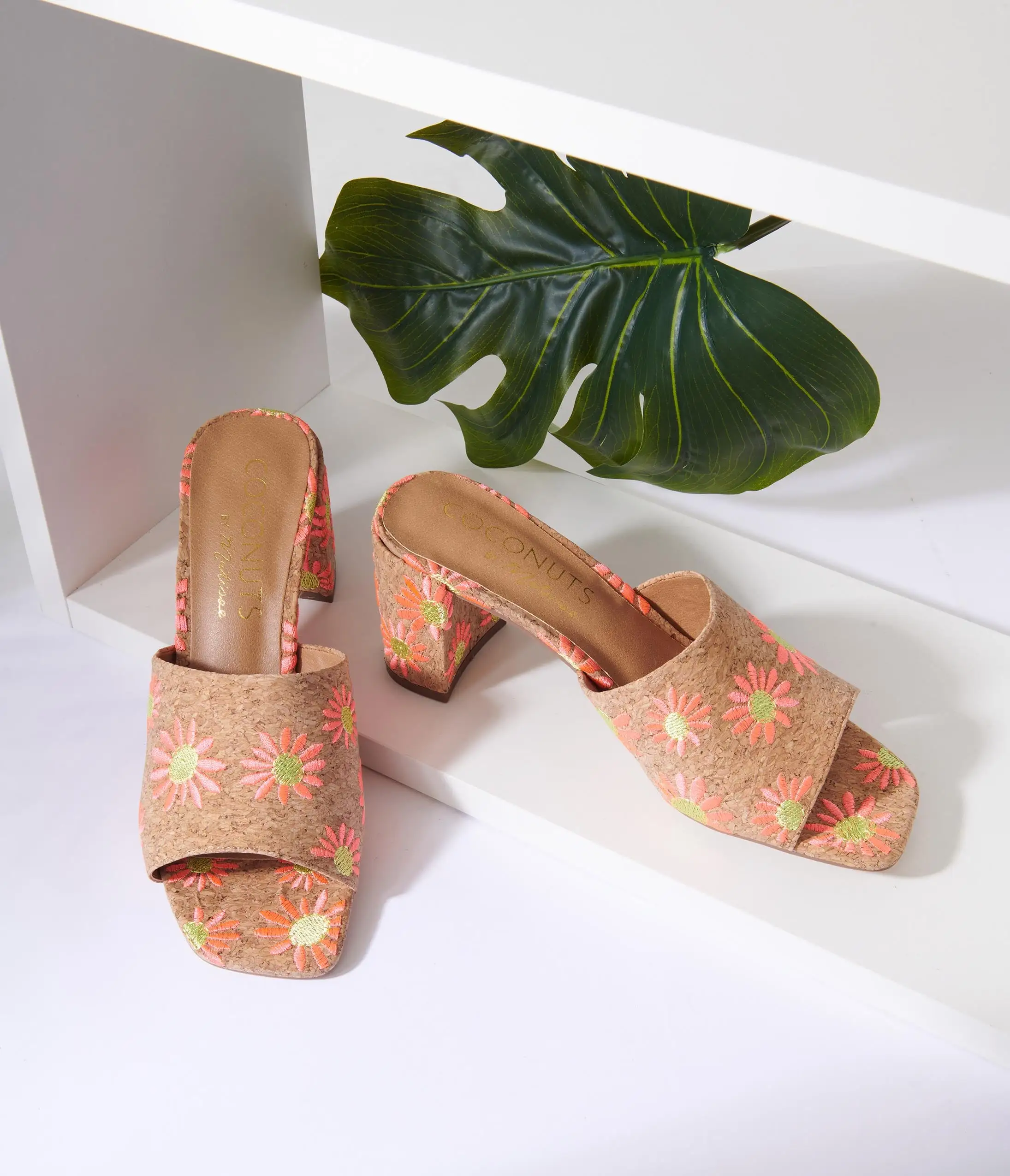 Matisse Pink Daisy Cork Mule Heels - Image 5