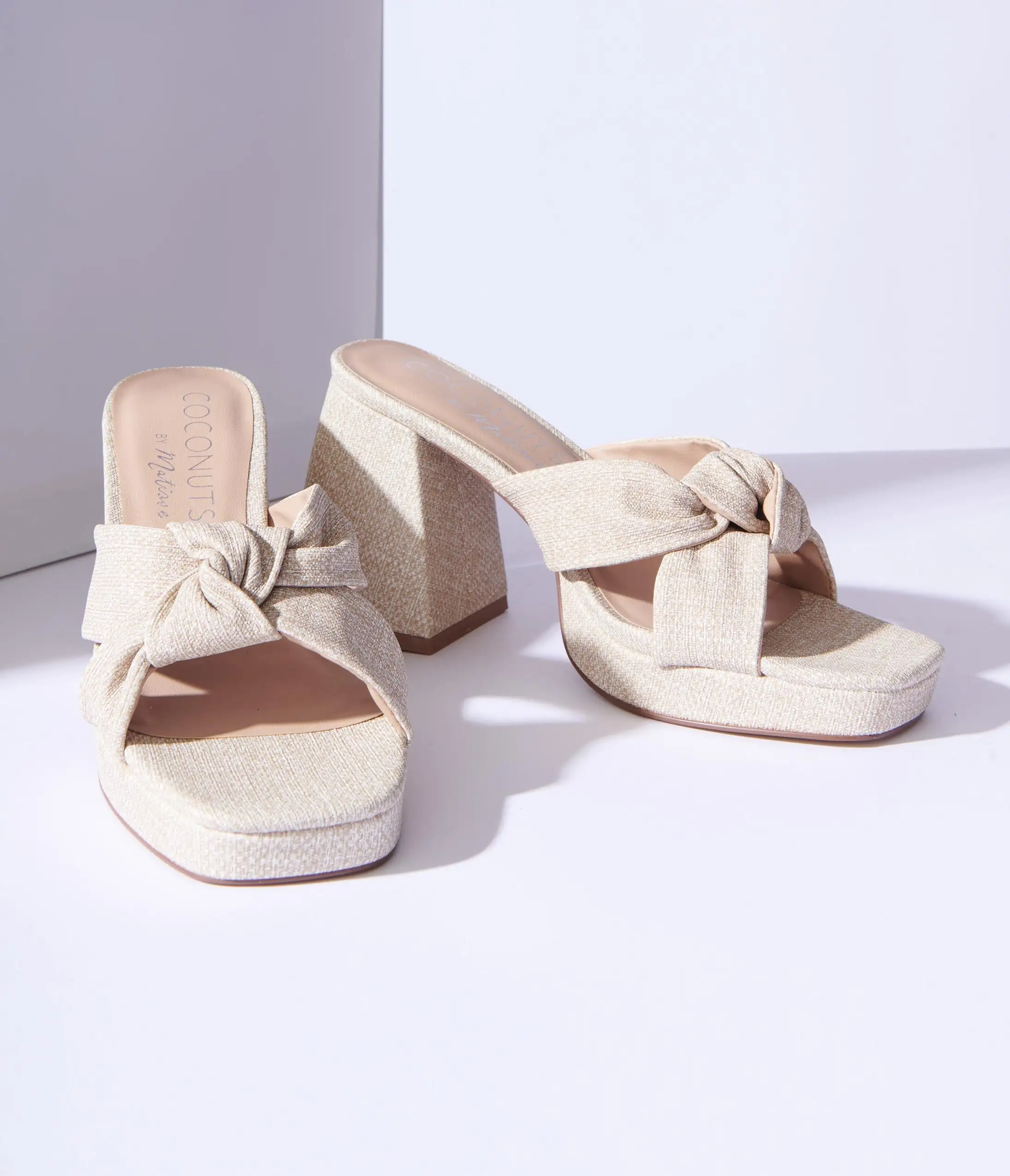 Matisse Beige Linen Twisted Platform Sandals - Image 2