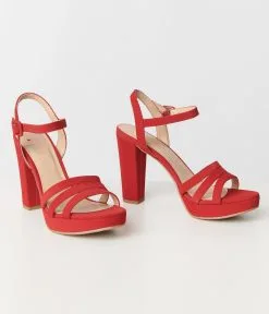 Fortune Dynamic Lipstick Red Platform Heel Sandals