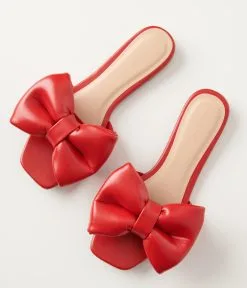 Joia Chic Smooth Red Bow Slipper