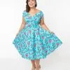 Pop Soda Hell Bunny Blue & Pink Floral Louella Dress