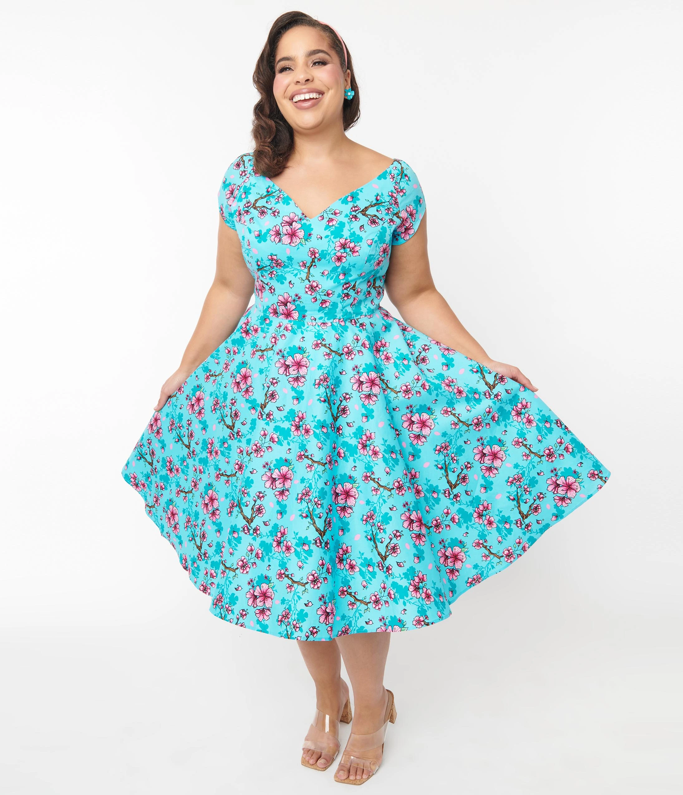 Pop Soda Hell Bunny Blue & Pink Floral Louella Dress