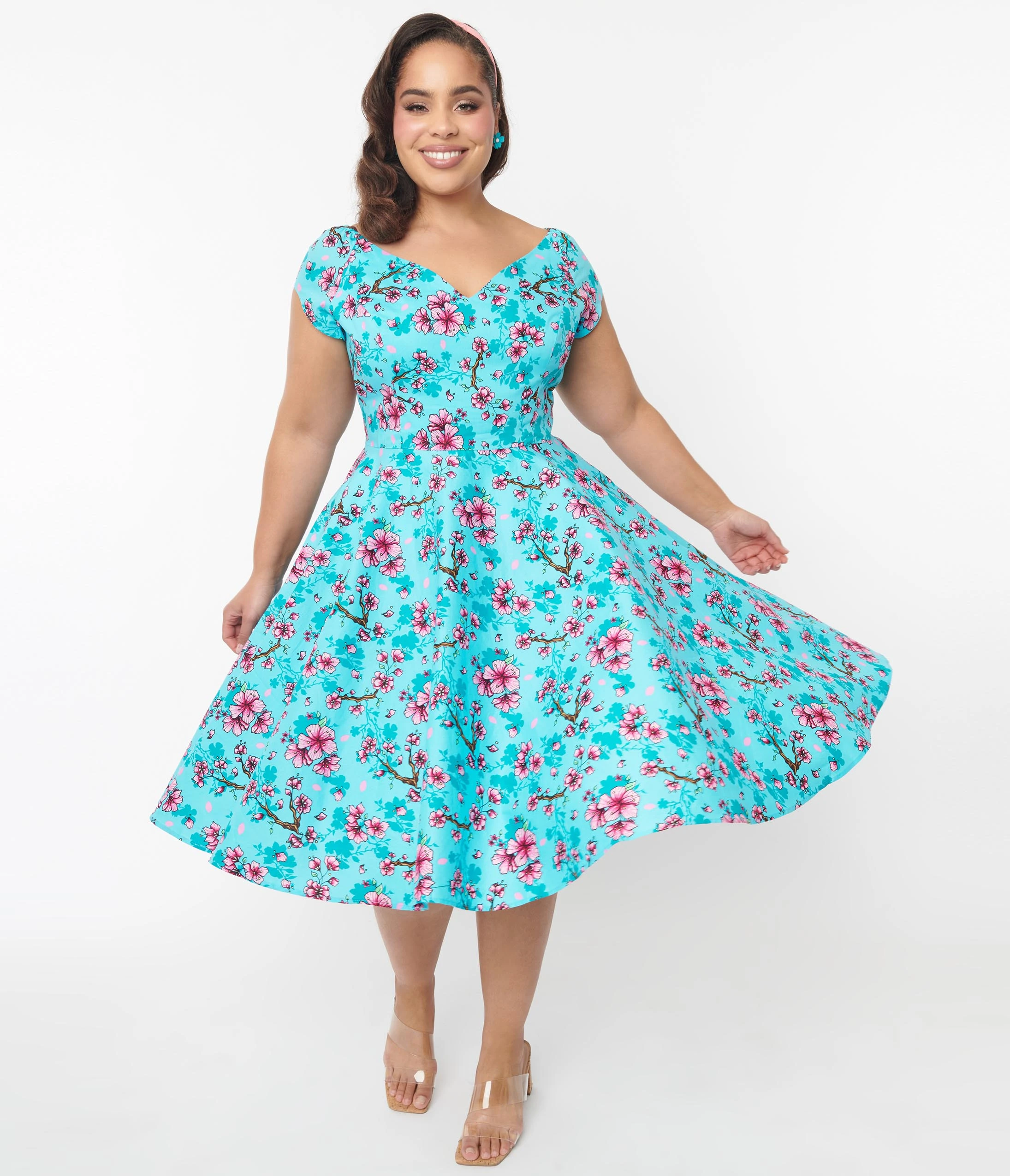 Pop Soda Hell Bunny Blue & Pink Floral Louella Dress - Image 4