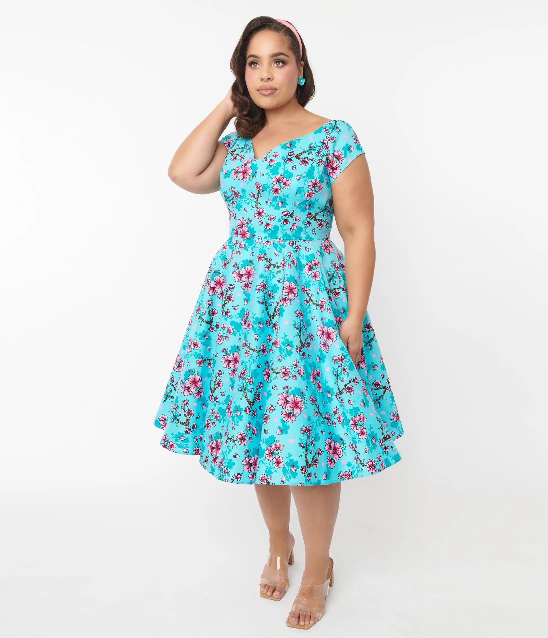 Pop Soda Hell Bunny Blue & Pink Floral Louella Dress - Image 5