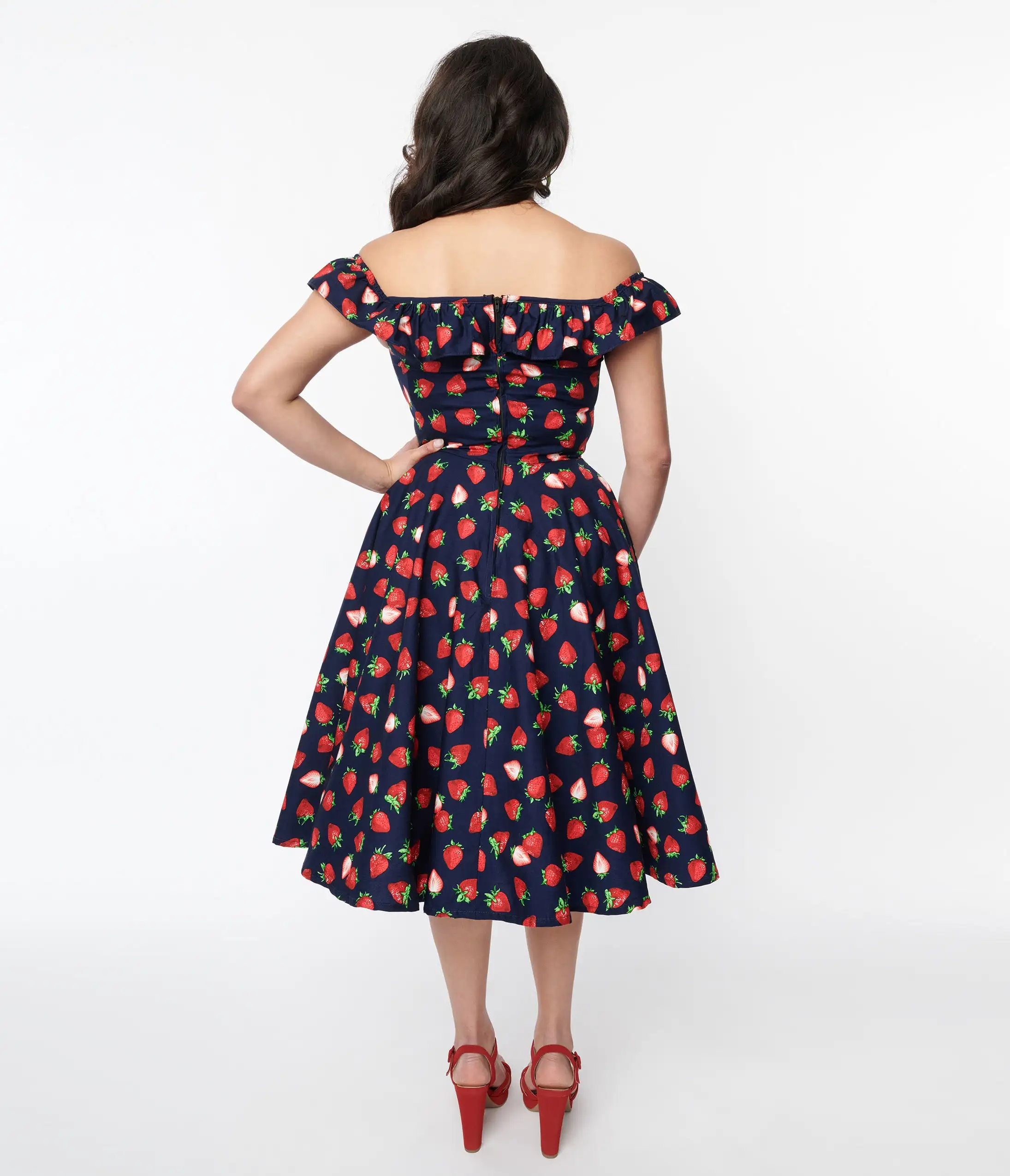 Magnolia Place Navy Strawberry Barbara Swing Dress - Image 3