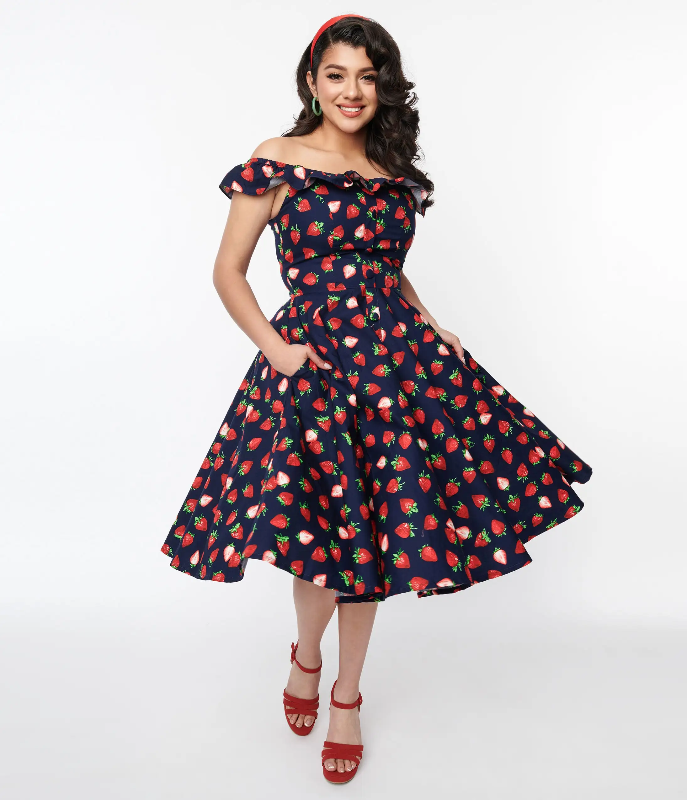 Magnolia Place Navy Strawberry Barbara Swing Dress - Image 5