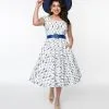 Magnolia Place Ivory & Navy Cat Anna Swing Dress