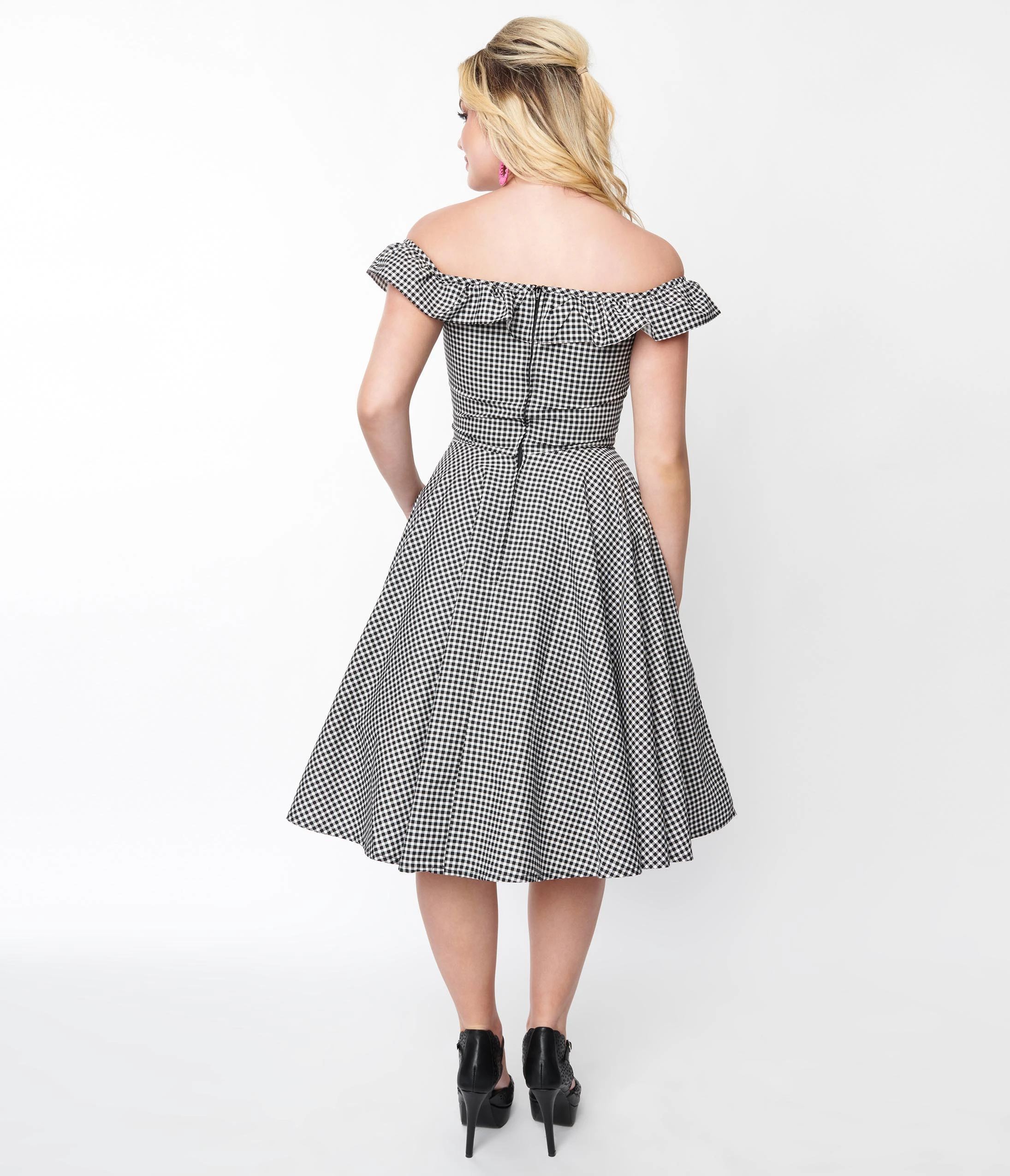 Magnolia Place Black Gingham Barbara Swing Dress - Image 3