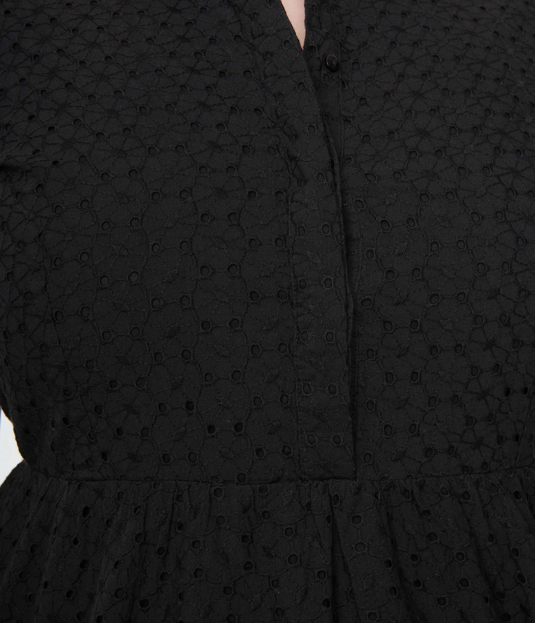 SHEEN Clothing Ltd 1950s Black Eyelet Collared Swing Dress - Image 3