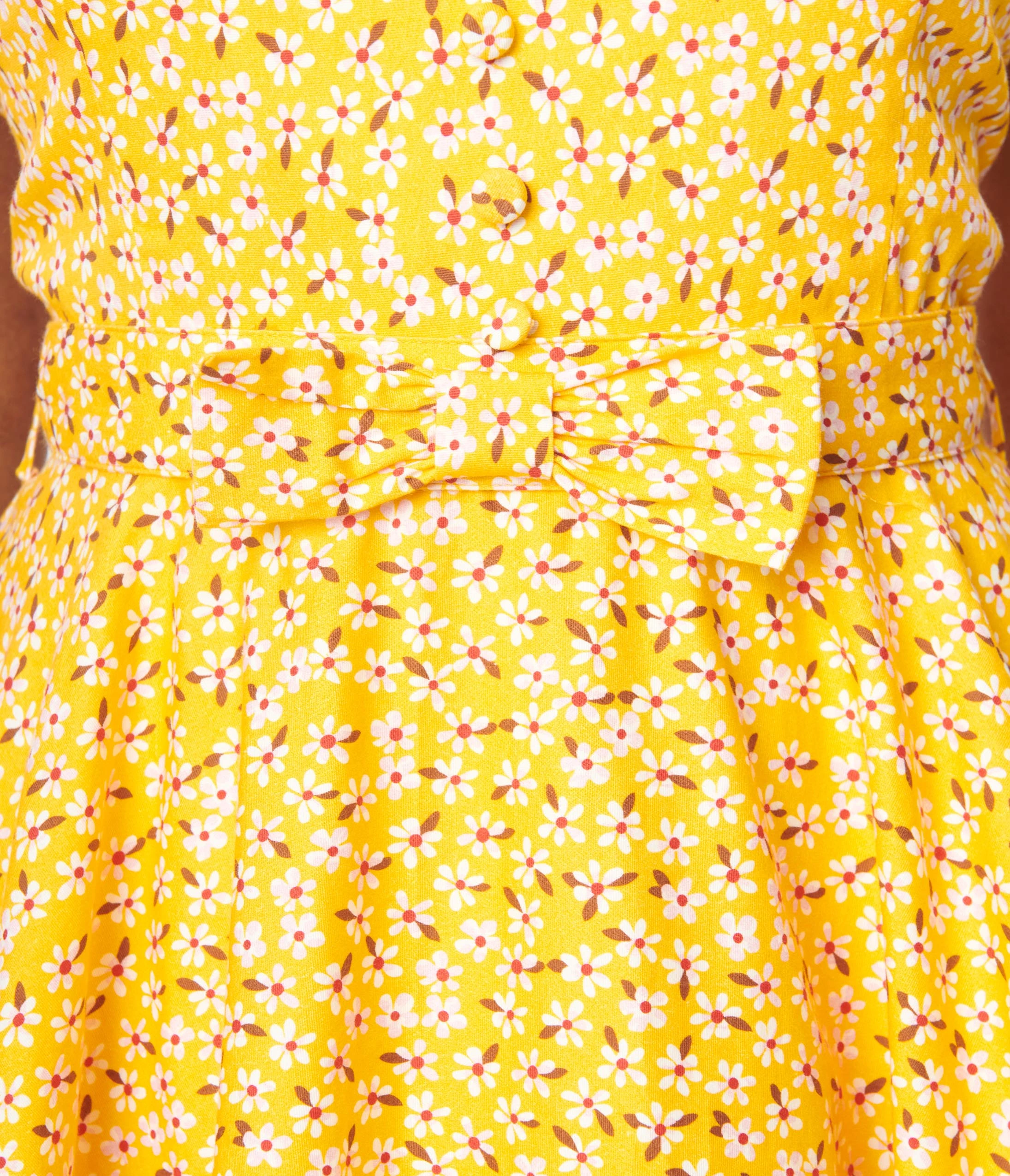 SHEEN Clothing Ltd Yellow Floral Swing Dress - Image 2