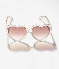 AJ Morgan Eyewear (B2B Wholesale) Clear Gold Glitter Candy Heart Sunglasses