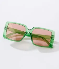 Lucent Product Inc. Green & Orange Tint Square Sunglasses