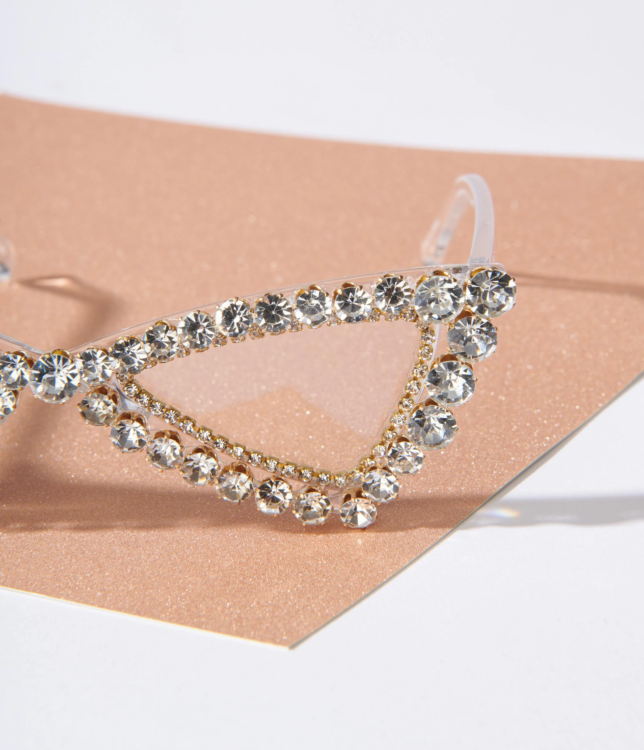 Lucent Product Inc. Clear Silver Rhinestone Cat Eye Sunglasses - Image 2