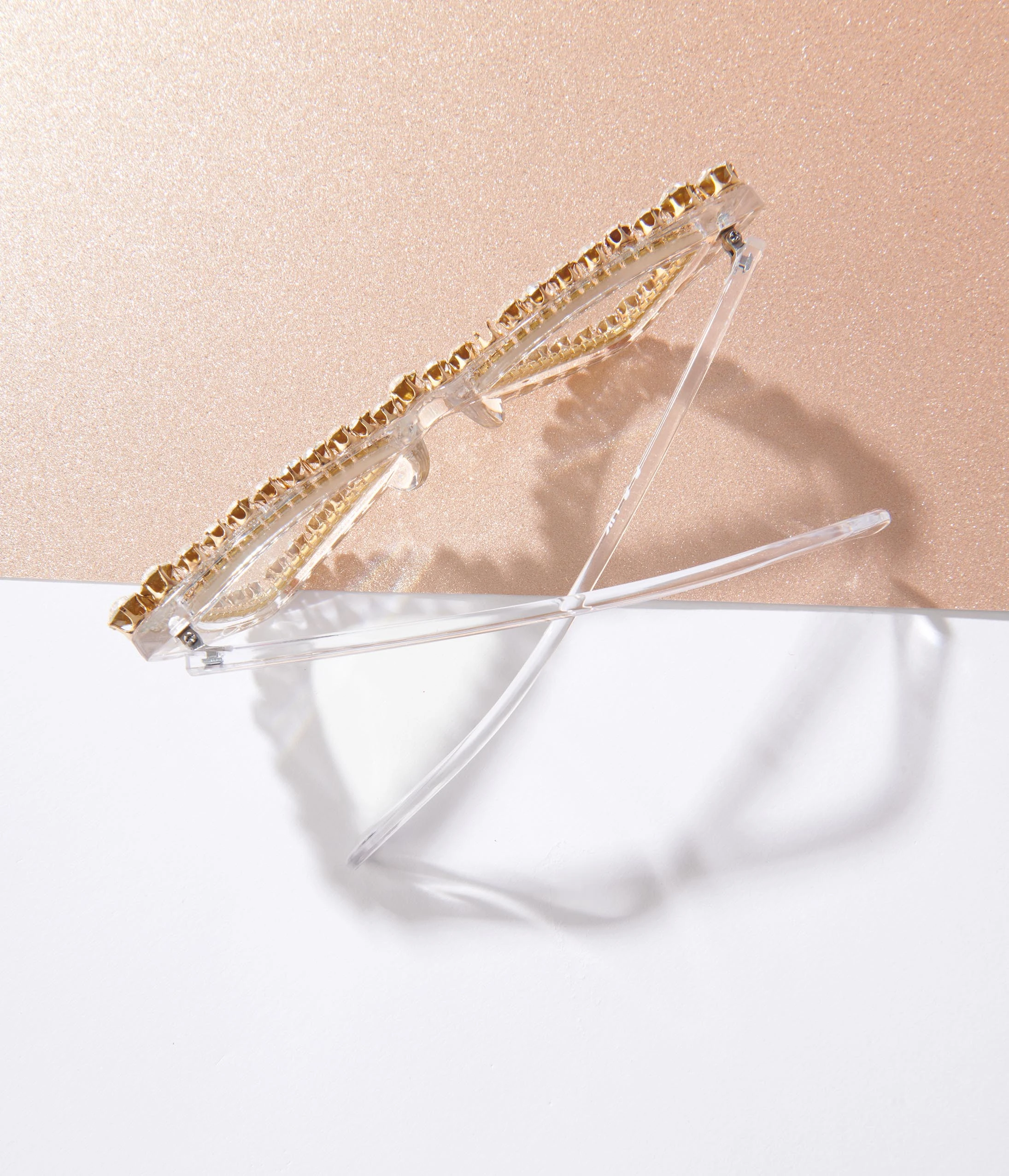 Lucent Product Inc. Clear Silver Rhinestone Cat Eye Sunglasses - Image 3