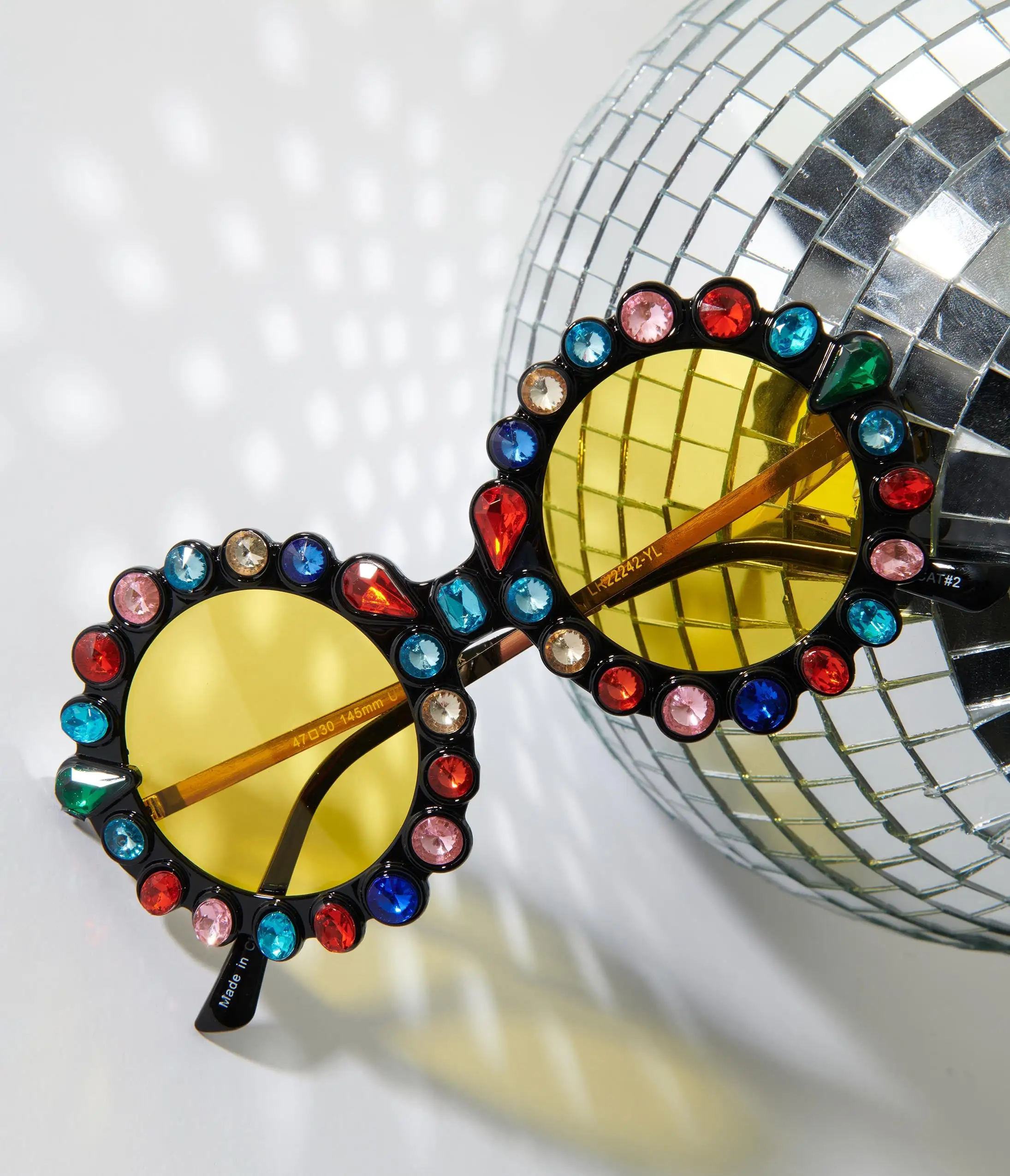 Lucent Product Inc. Rainbow Rhinestone Round Sunglasses