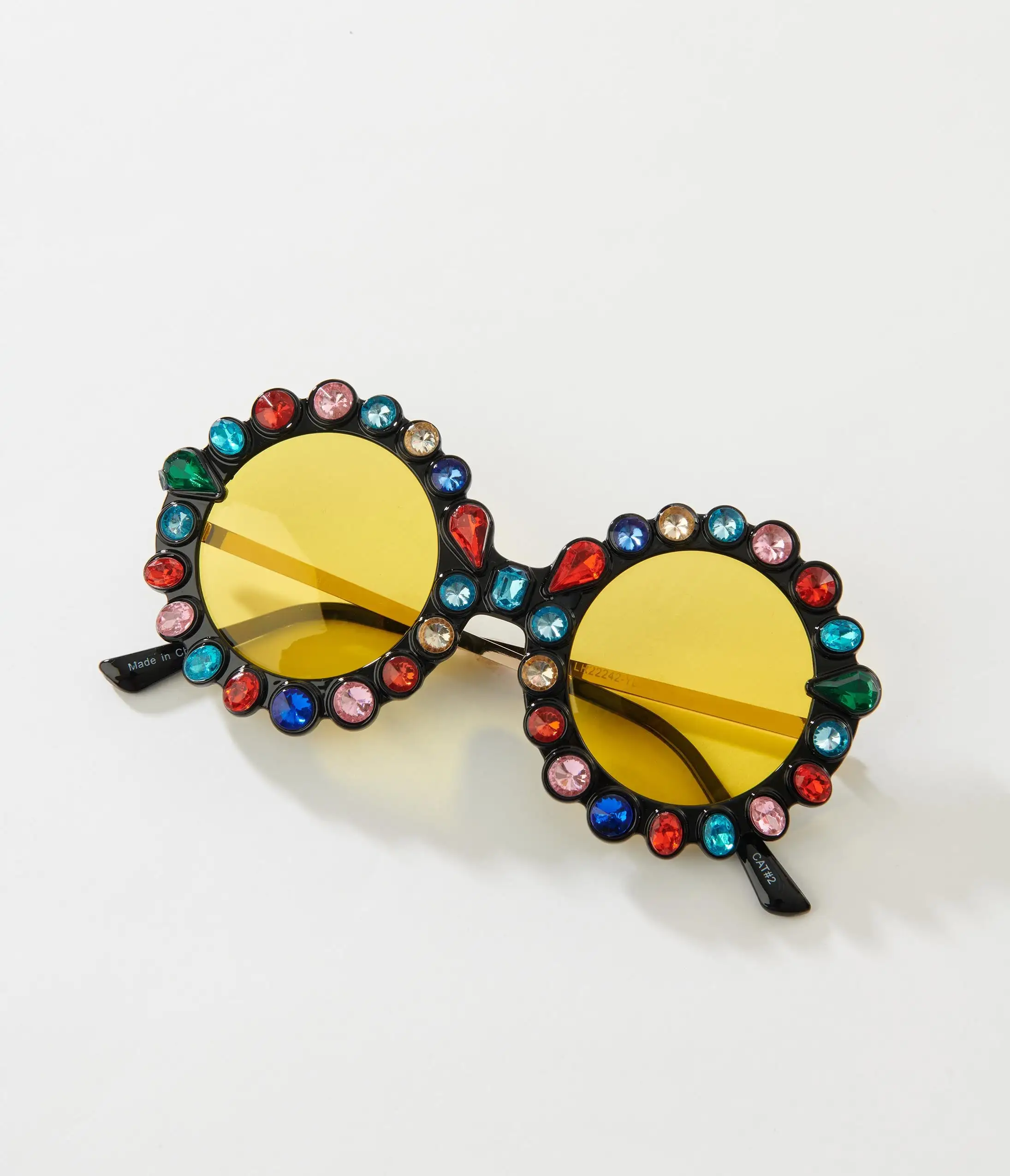 Lucent Product Inc. Rainbow Rhinestone Round Sunglasses - Image 5