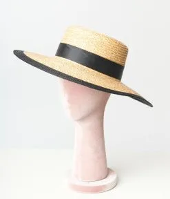 Jeanne Simmons Accessories Tan Straw Black Ladybug Bow Sun Hat