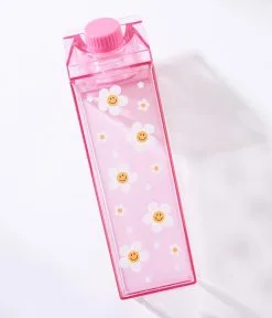 Femfetti Pink Happy Daisy Milk Carton Water Bottle
