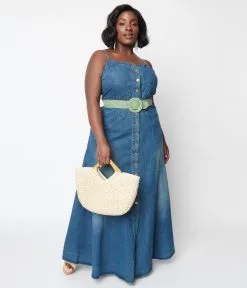 Jade By Jane (Faire) Blue Denim Button Down Maxi Dress