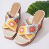 JP Original Corp. Ivory Multicolor Crochet Platform Wedges