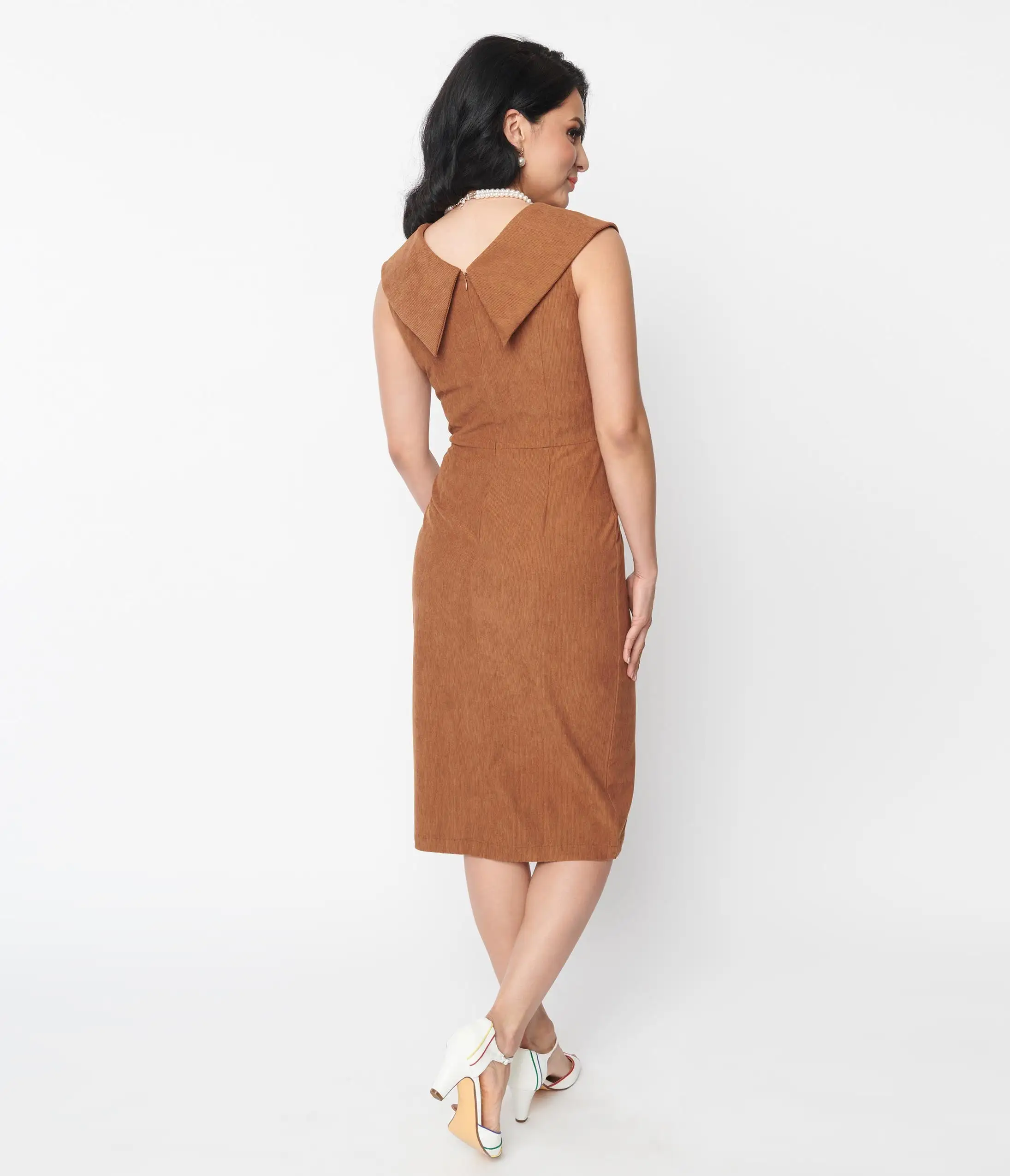Chic Star Brown Corduroy Midi Dress - Image 2
