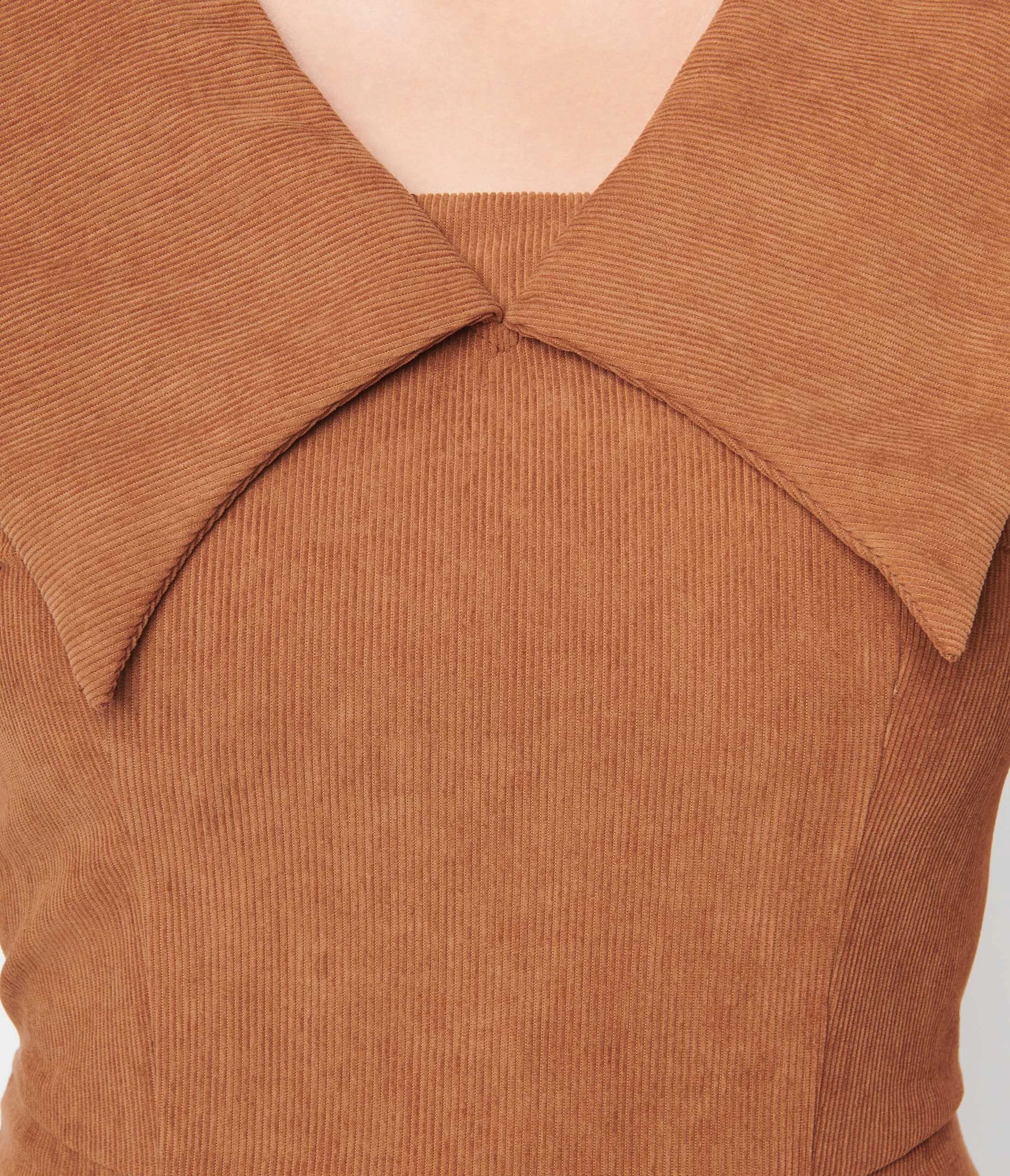 Chic Star Brown Corduroy Midi Dress - Image 3