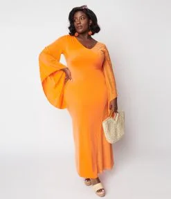 Chic Star Neon Orange Lace Maxi Dress