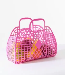 Sun Jellies Large Hot Pink Retro Jelly Basket Bag