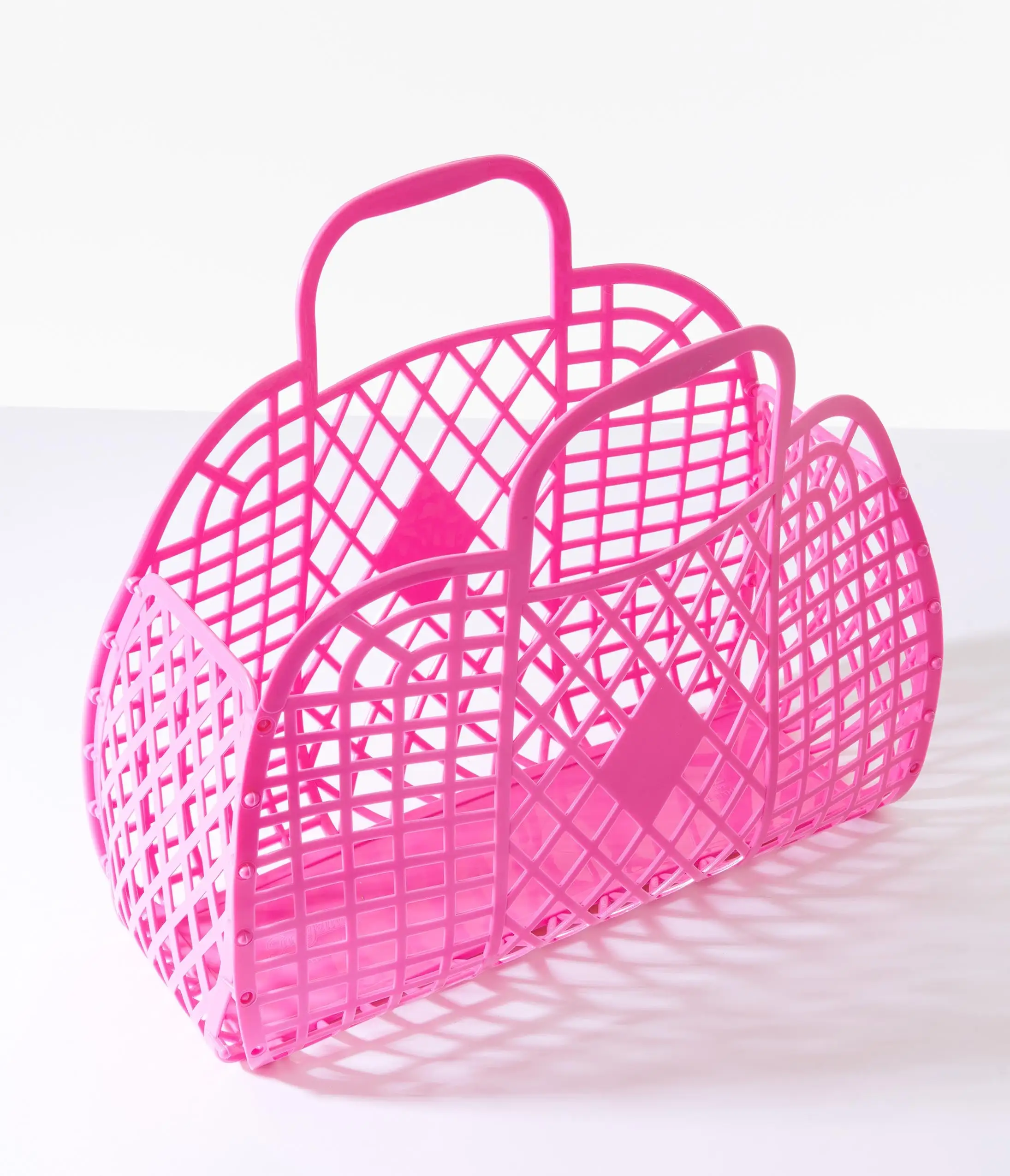 Sun Jellies Large Hot Pink Retro Jelly Basket Bag - Image 2
