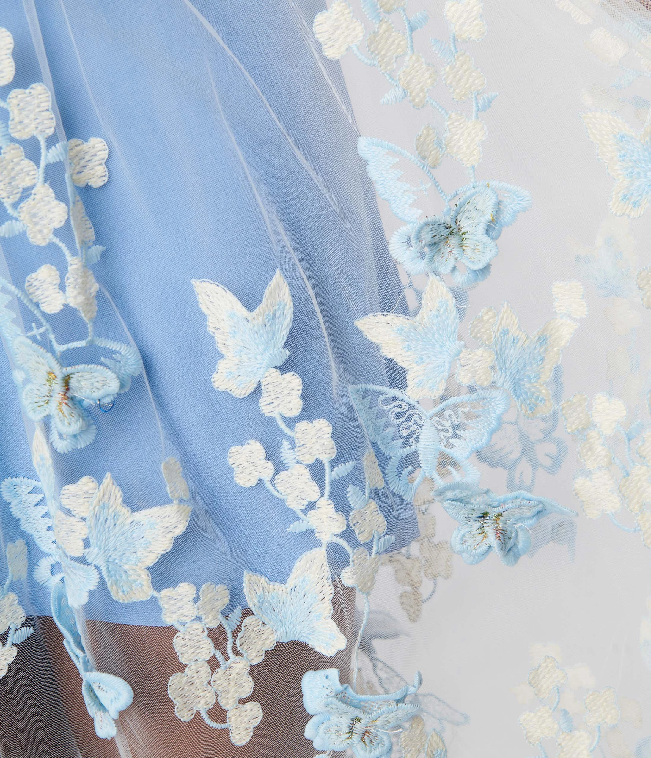 Chic Star Light Blue Butterfly Overlay Maxi Dress - Image 2