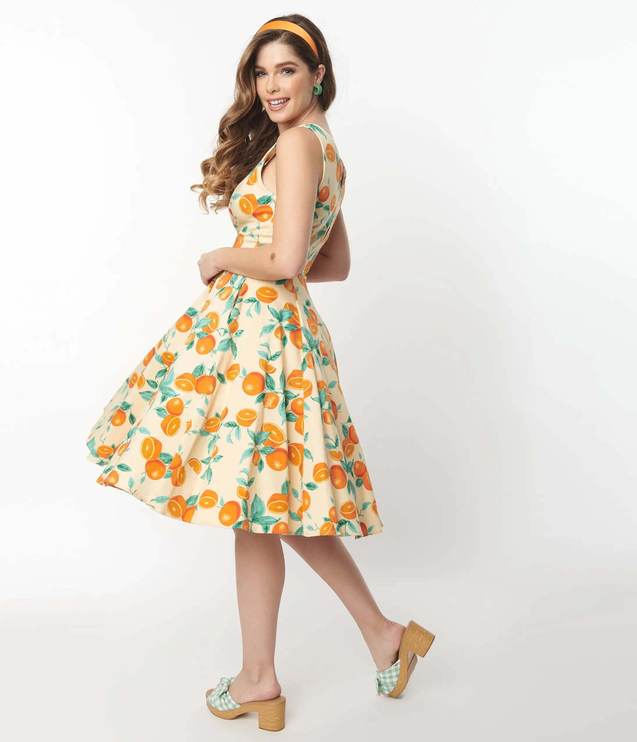 Eva Rose (Ixia, Elliko Inc.) Orange Print Fit And Flare Dress - Image 3