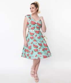 LADY VINTAGE WHOLESALE Aqua Watermelon Isabella Swing Dress