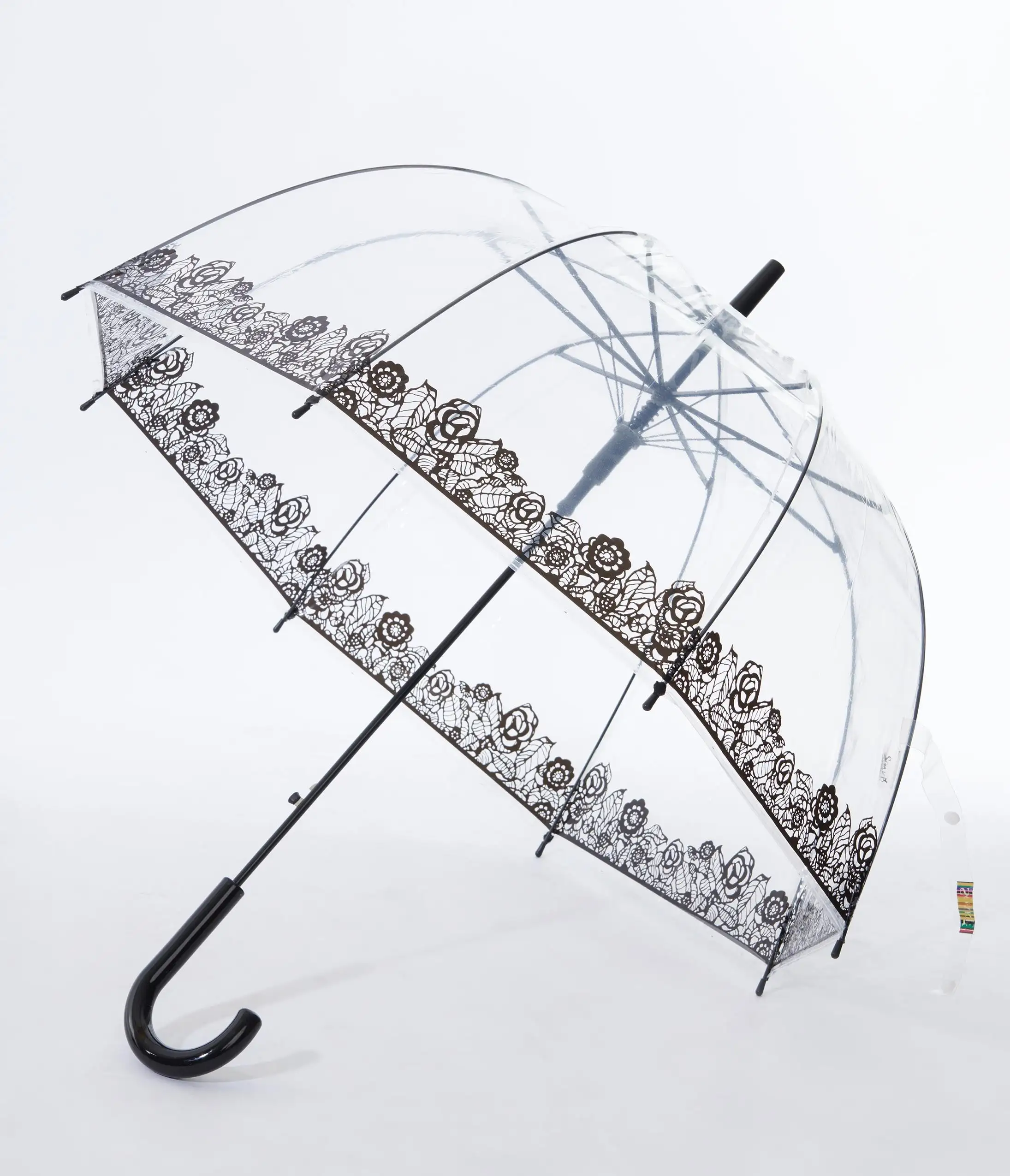 Soake (Faire) Clear & Black Floral Lace Dome Umbrella