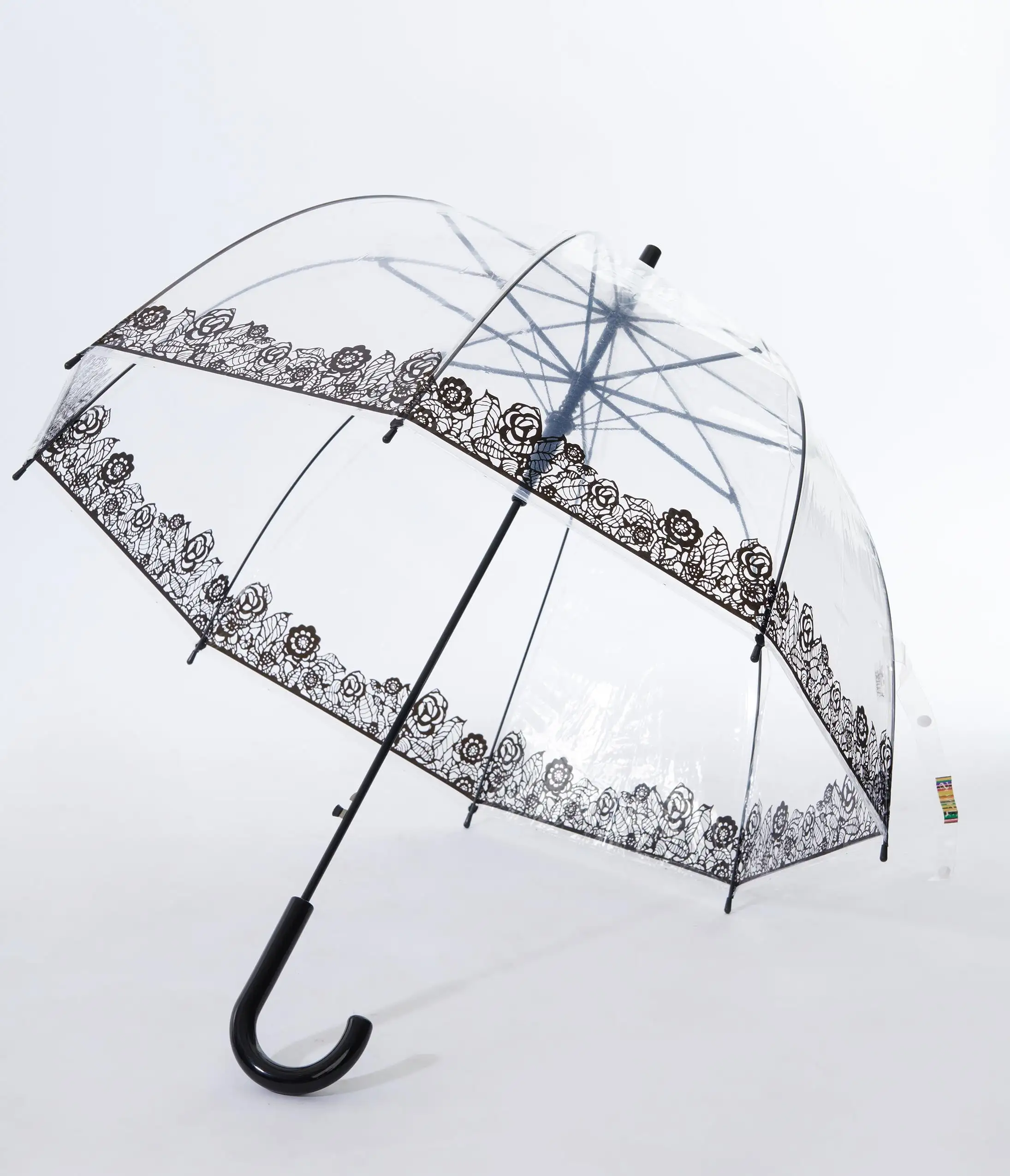 Soake (Faire) Clear & Black Floral Lace Dome Umbrella - Image 4