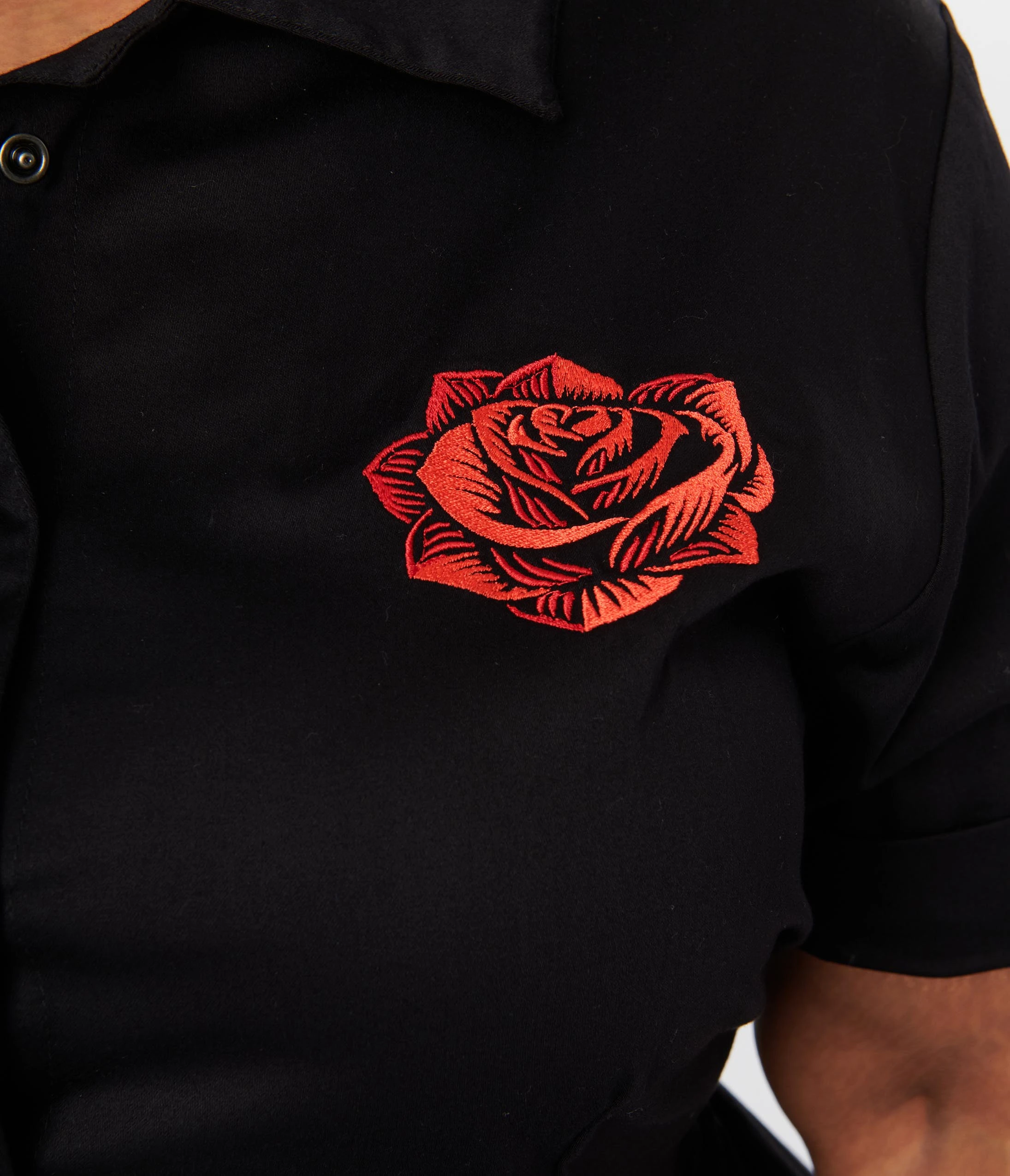 Hemet (Faire) Black & Red Rose Shirt Swing Dress - Image 2