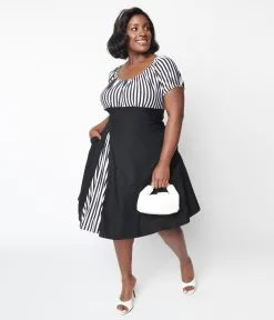 Putre-Fashion (Faire) Black & White Striped Swing Dress