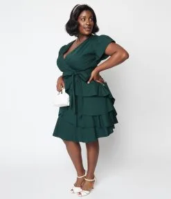 Chic Star Emerald Green Ruffled Fit & Flare Dress