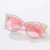 Unishe (Faire) Pink & Floral Rhinestone Cat Eye Sunglasses