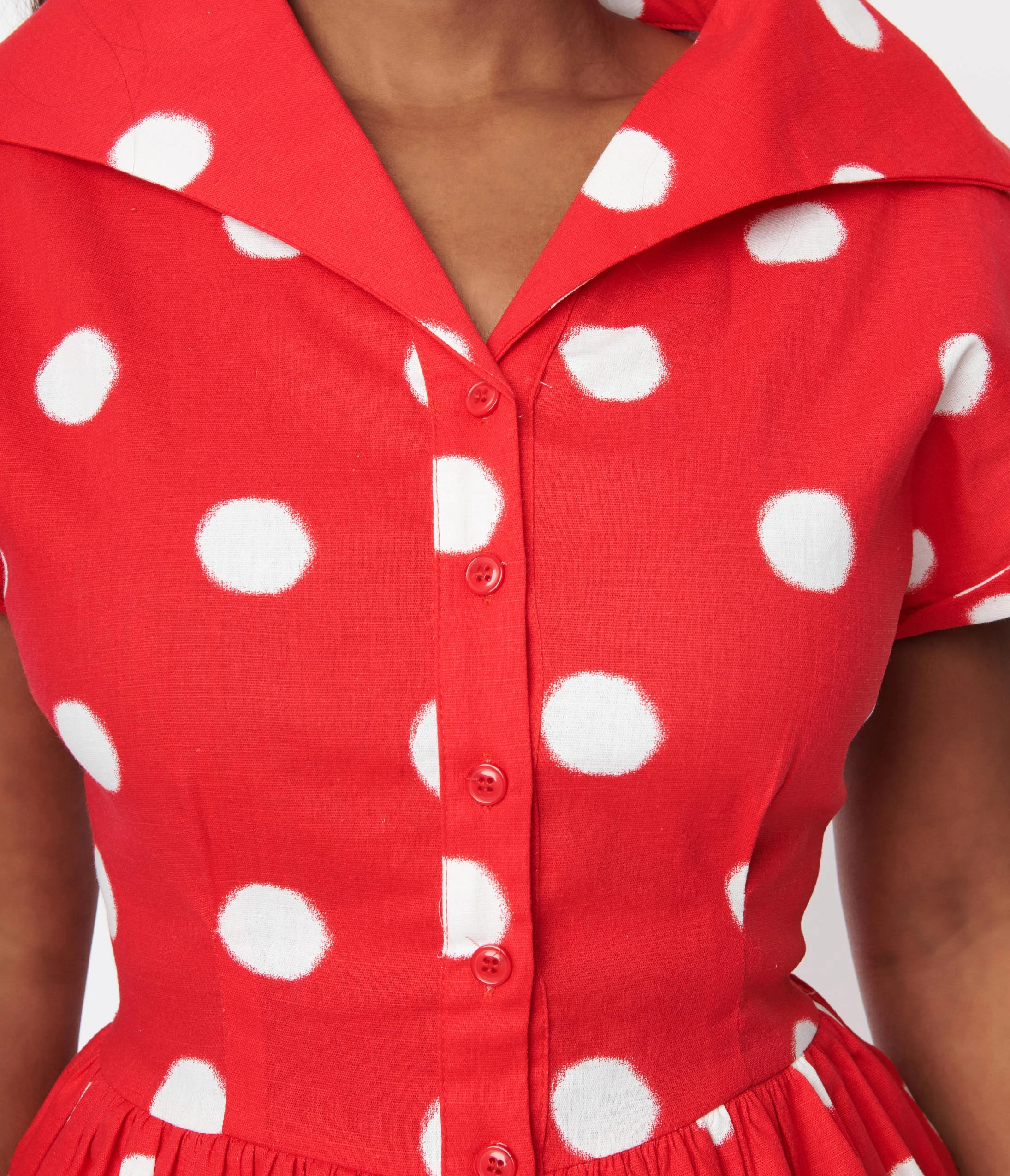 Collectif Red & White Polka Dot Judy Swing Dress - Image 3