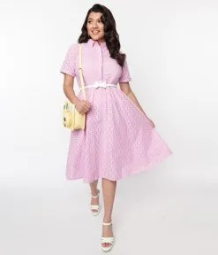 SHEEN Clothing Ltd Lilac Eyelet Harlow Swing Dress