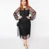 Dorcas Plus Size Black Polka Dot Sheer Dress