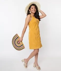 SM Wardrobe Mustard Corduroy Shift Dress