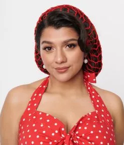 Tatyana Red Crochet Hair Snood